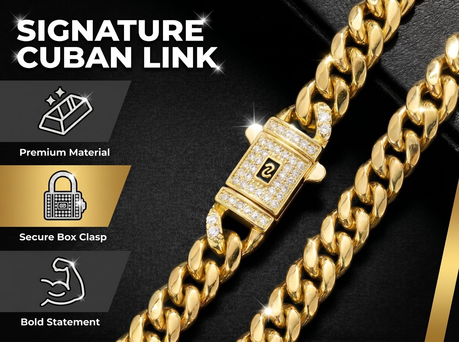 Miami Cuban Link Necklace/Bracelet Gold Plated Stainless Steel Hip Hop Jewelry