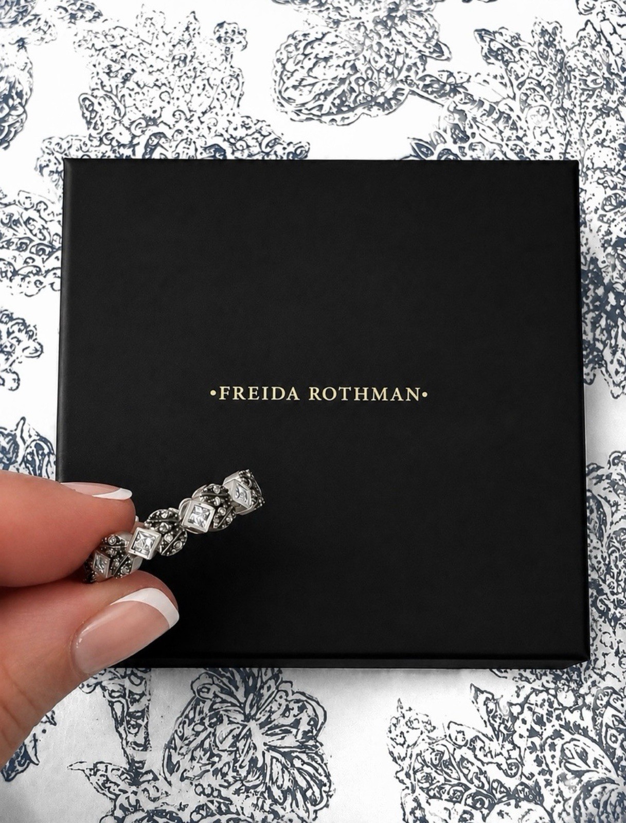 Freida Rothman FR 925 Sterling Silver Black Rhodium Matte FinishStacking Ring 8