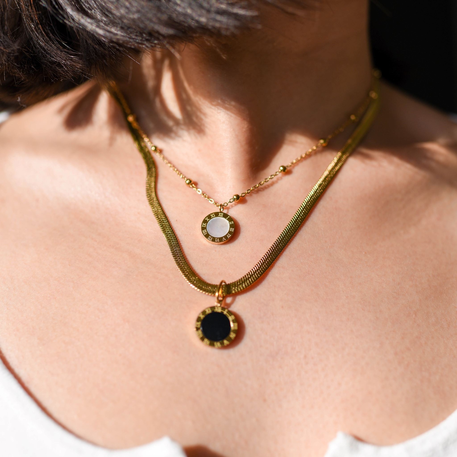 Layered Snake Chain Pendant Necklace