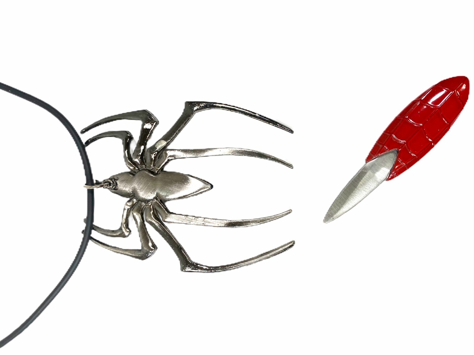 Spider With Removable Knife Necklace Pendant Punk Silver Jewelry