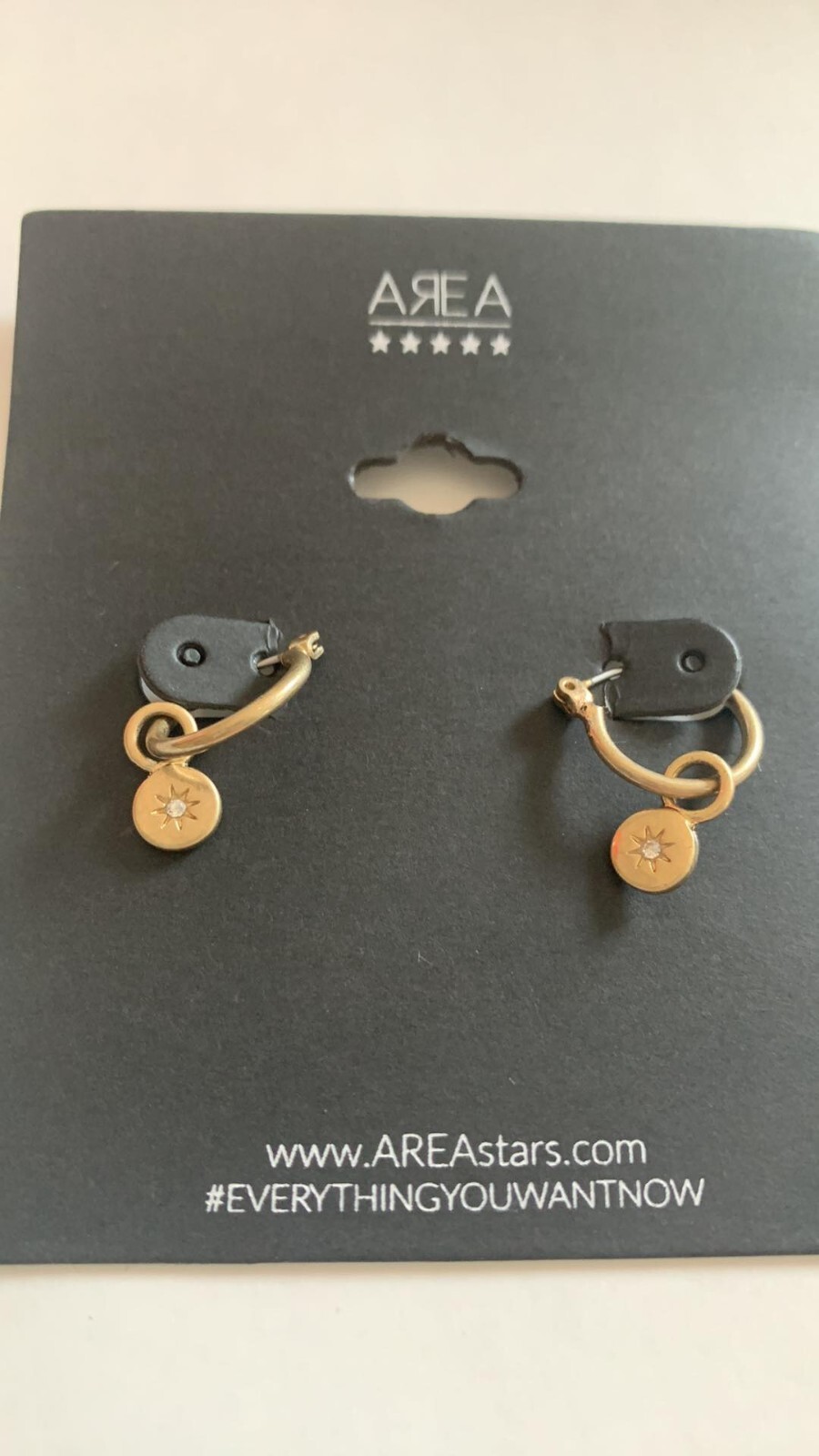 AREA Stars Starburst GOLD PLATED Dangle & Drop Earring English Lock Charm C1