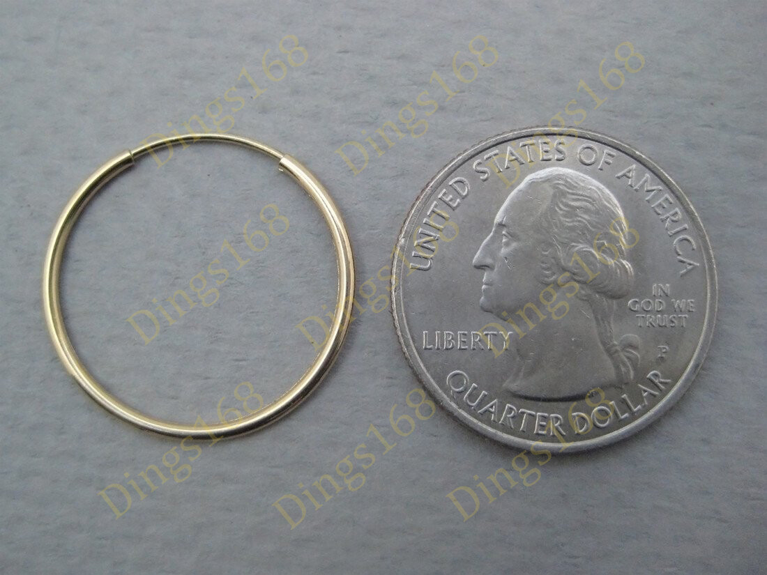18K Yellow Gold Filled Tarnish-Free 20mm/0.8″ Claspless Small Thin Hoop Earrings