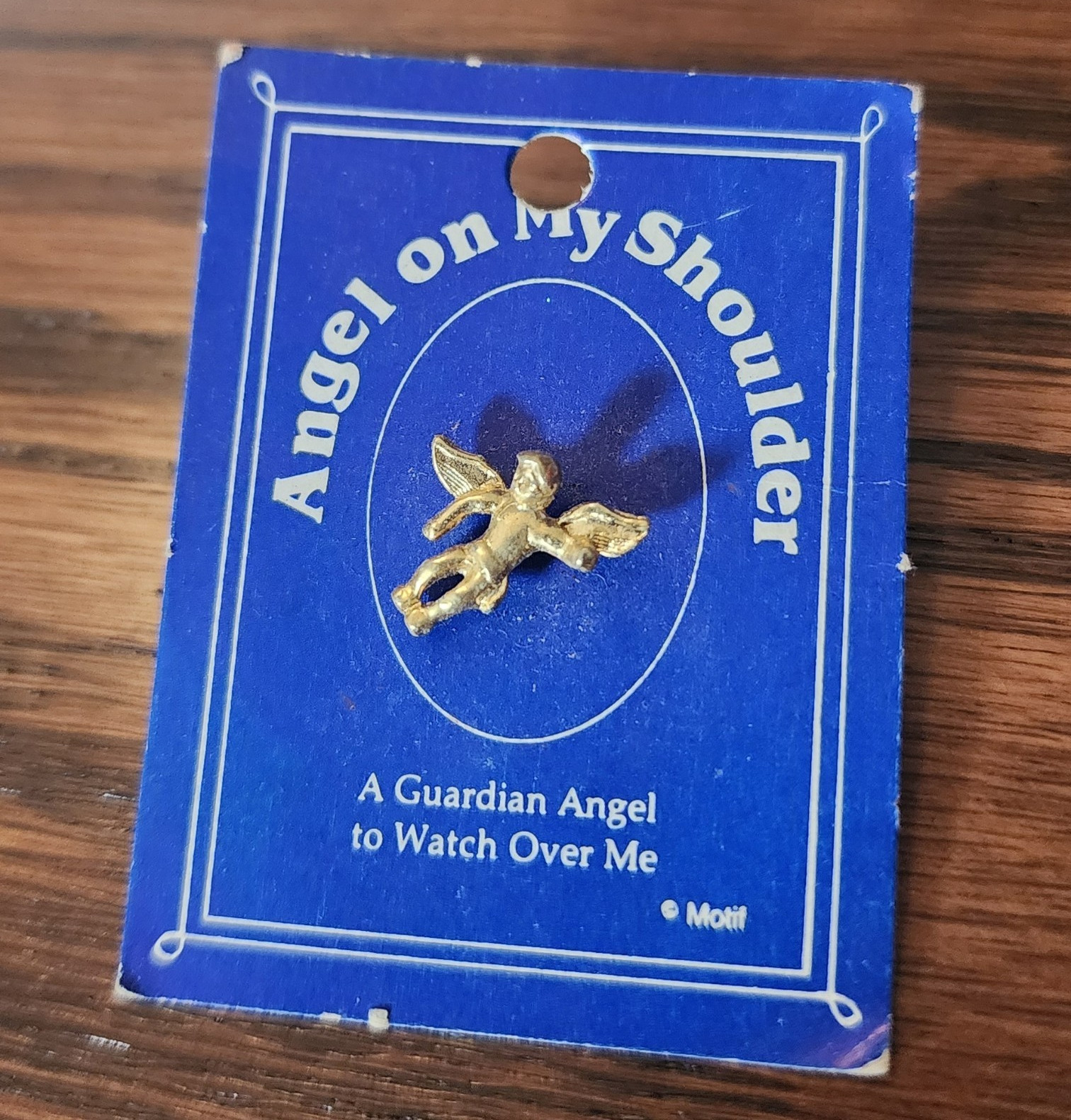 Angel on My Shoulder Guardian Angel Gold Tone Metal Pin, No Stone