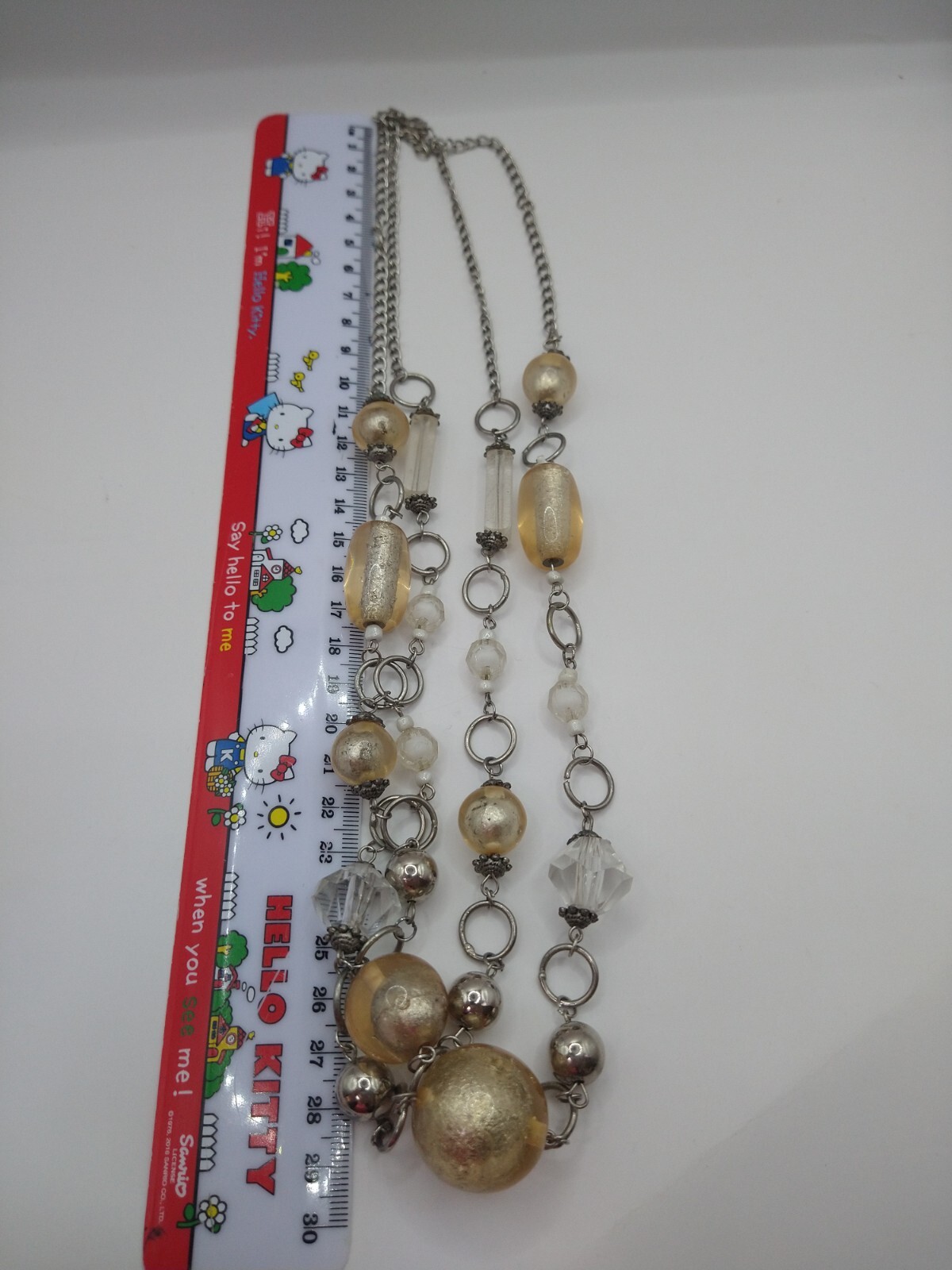 Necklace y2k metal glass silver tone retro Christmas Cottagecore Statement