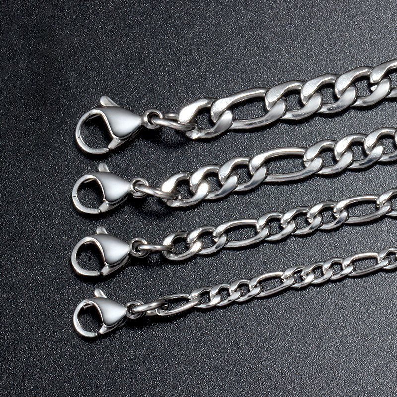 Men Women Stainless Steel Curb Link Figaro Necklace Choker Chain 7-30 inch Gift