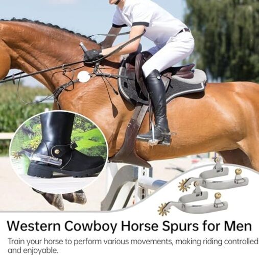 Western Spurs | Stainless Steel Spurs with Copper Rowel & Rotating Gear | 6