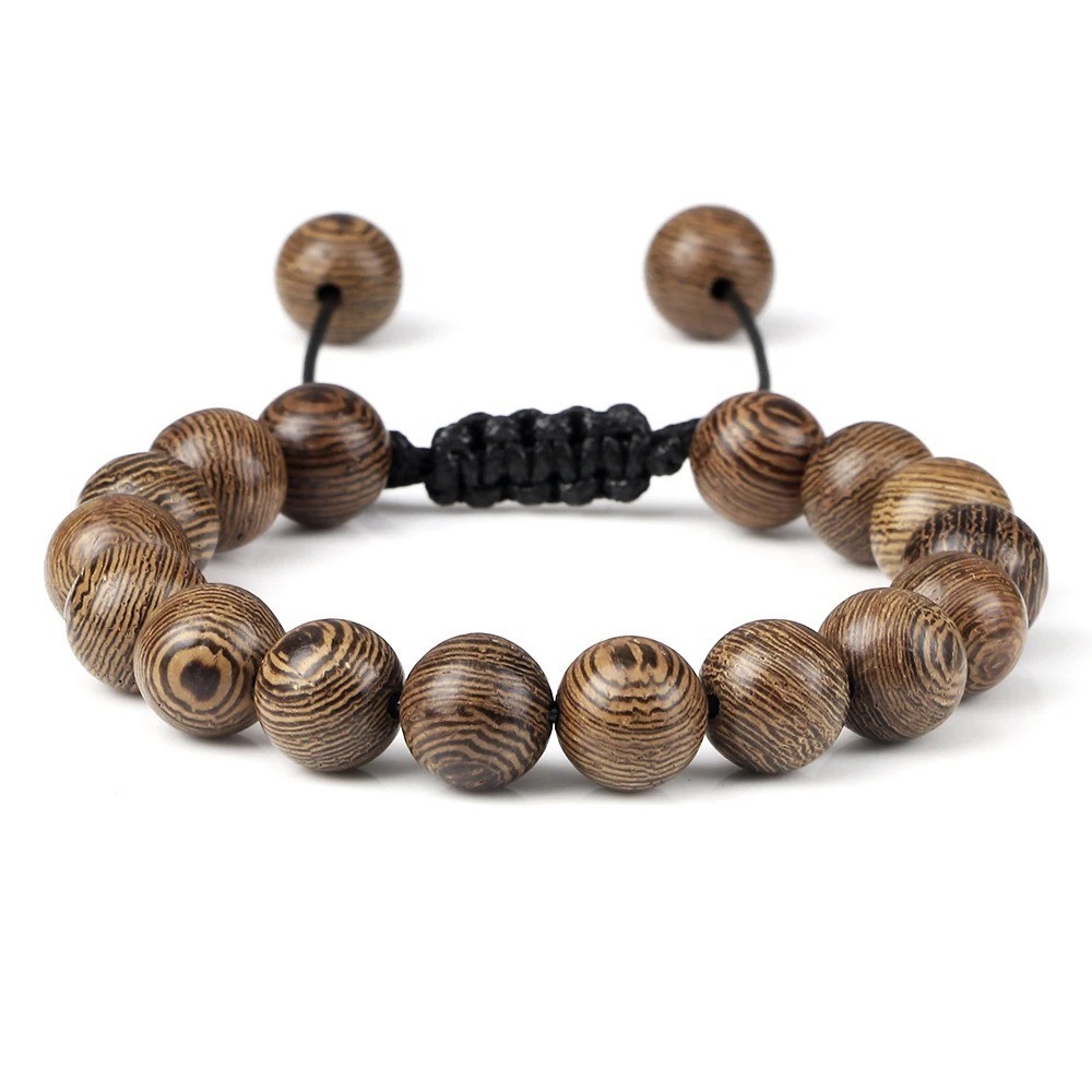 Vintage Men’s Tibetan Buddha Wood Bead Bracelet 10mm A Tribal Jewellery for Men