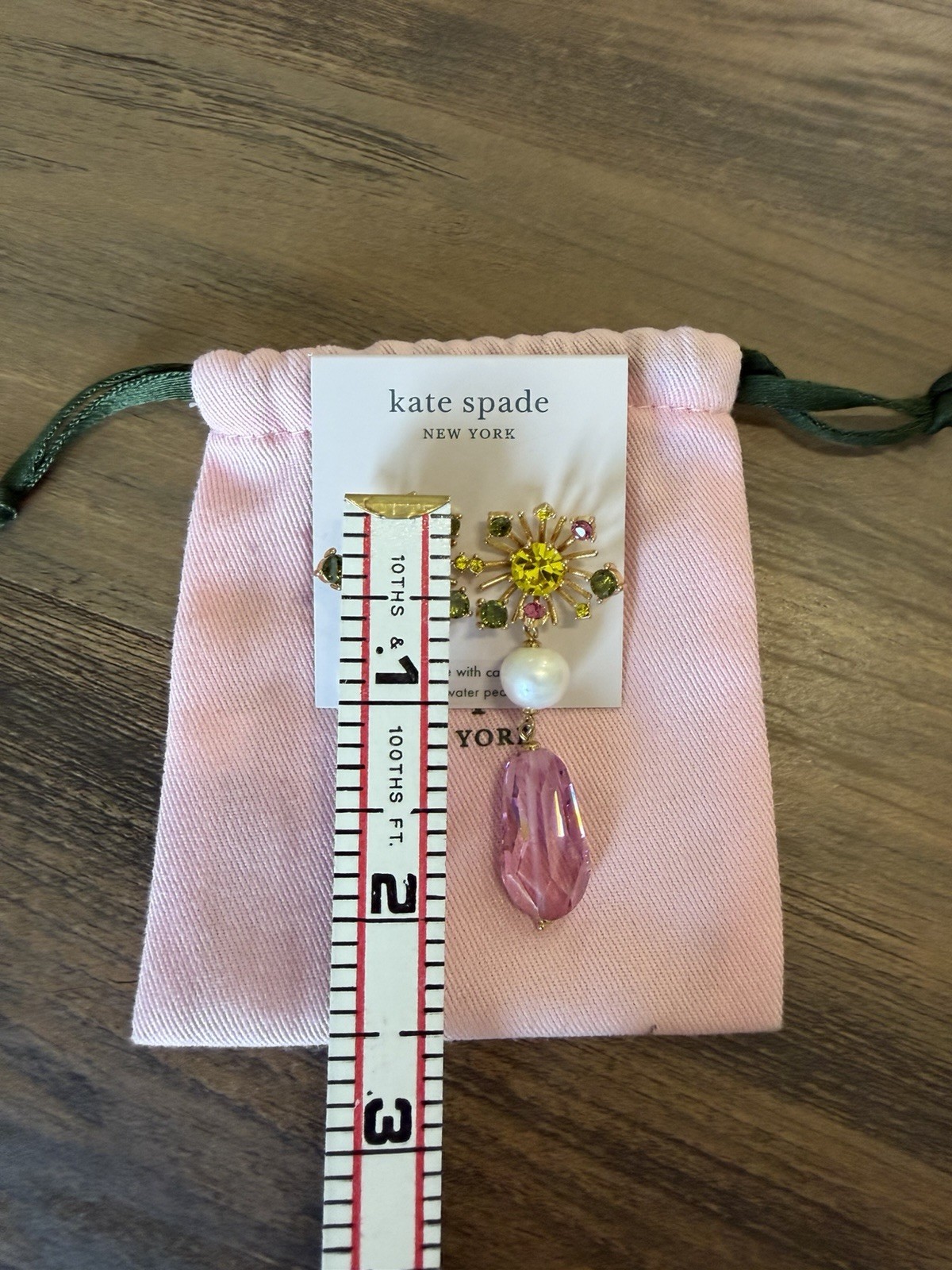 Kate Spade Rooftop Garden Earrings Freshwater Pearls Dust Bag $128 Dangly Cute