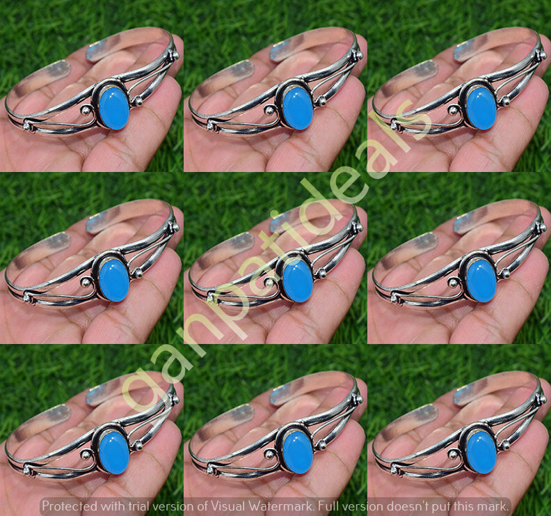 Chalcedony Gemstone Cuff Bangles Ethnic Handmade Jewelry Lots For Woman