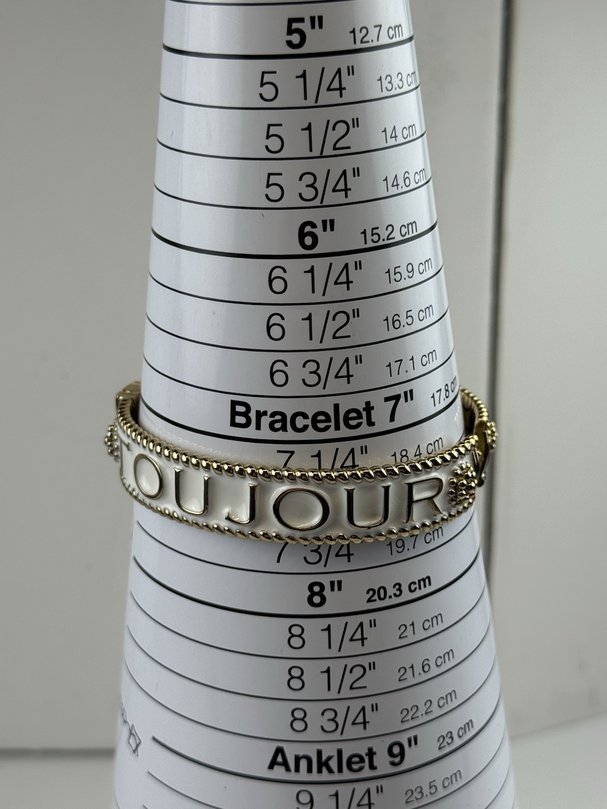 Juliska L’Amour Toujour Hinged White Enamel Bangle Bracelet