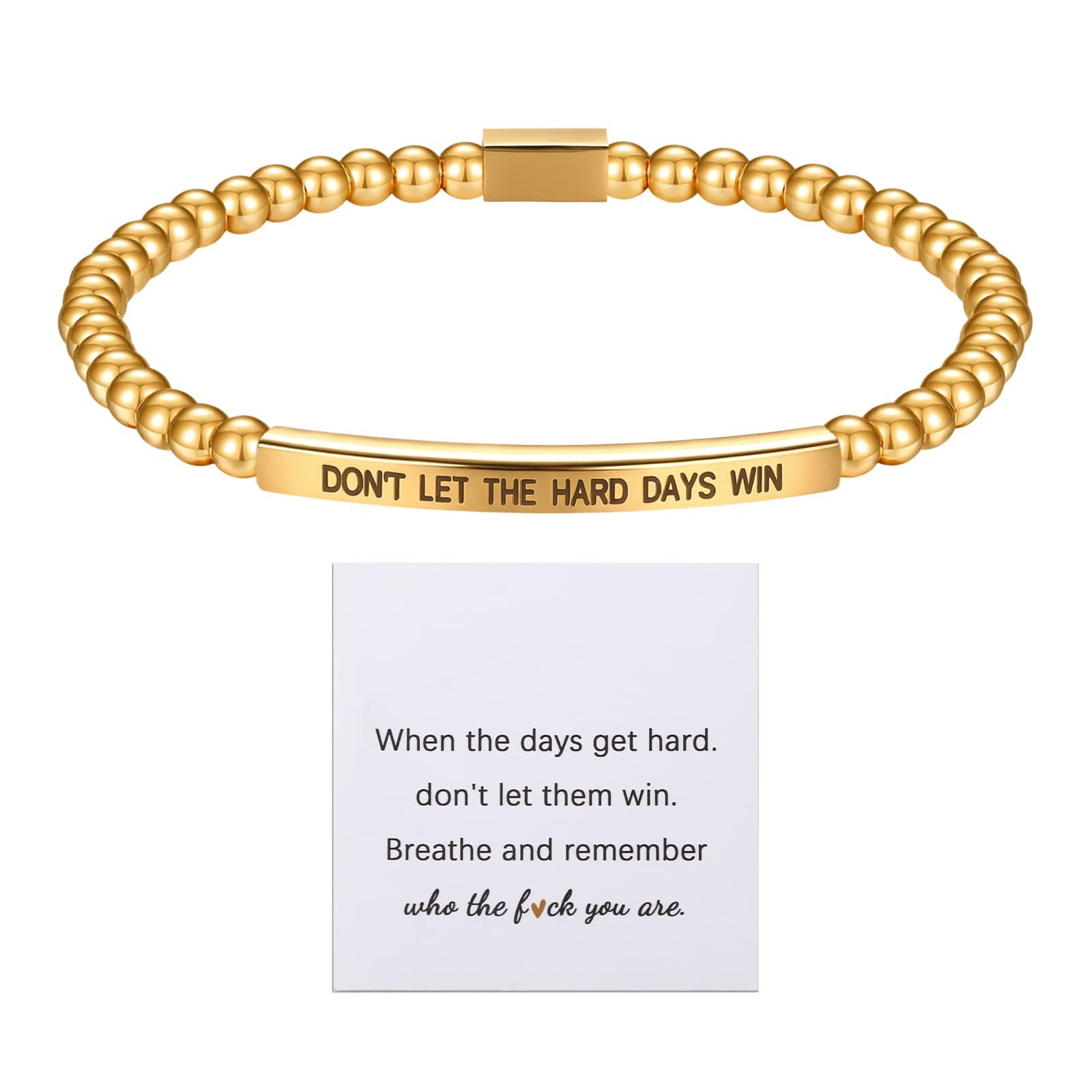 Don’t Let The Hard Days Win Quote Beaded Slim Bracelet Gift For Daughter Friend