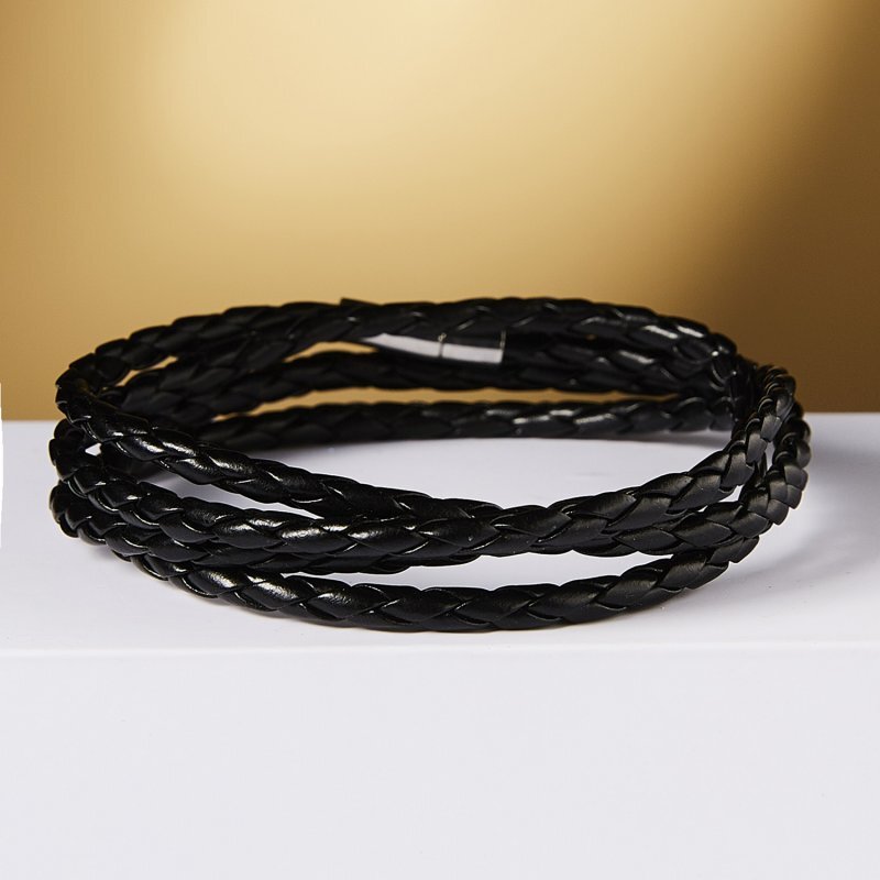 Unisex Women Men Braided Leather Steel Magnetic Clasp Bracelet Handmade Jewelry