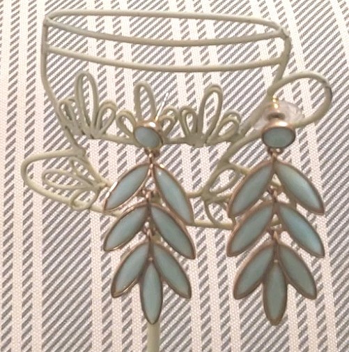 Green Leaf Dangle/Drop Earrings for Lobe, Stud Backing Theme Costume