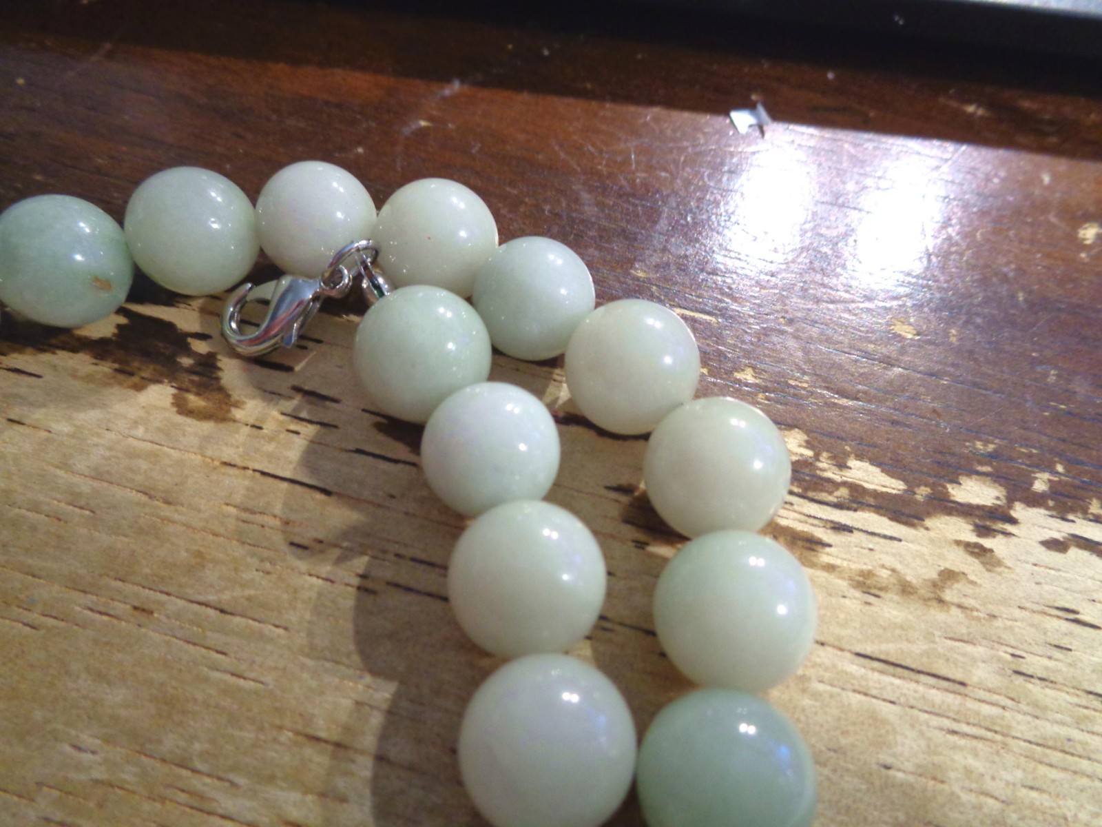 12.5MM MIXED CELADON GREEN LAVENDER JADE JADEITE ROUND BEAD NECKLACE 18-19.5″
