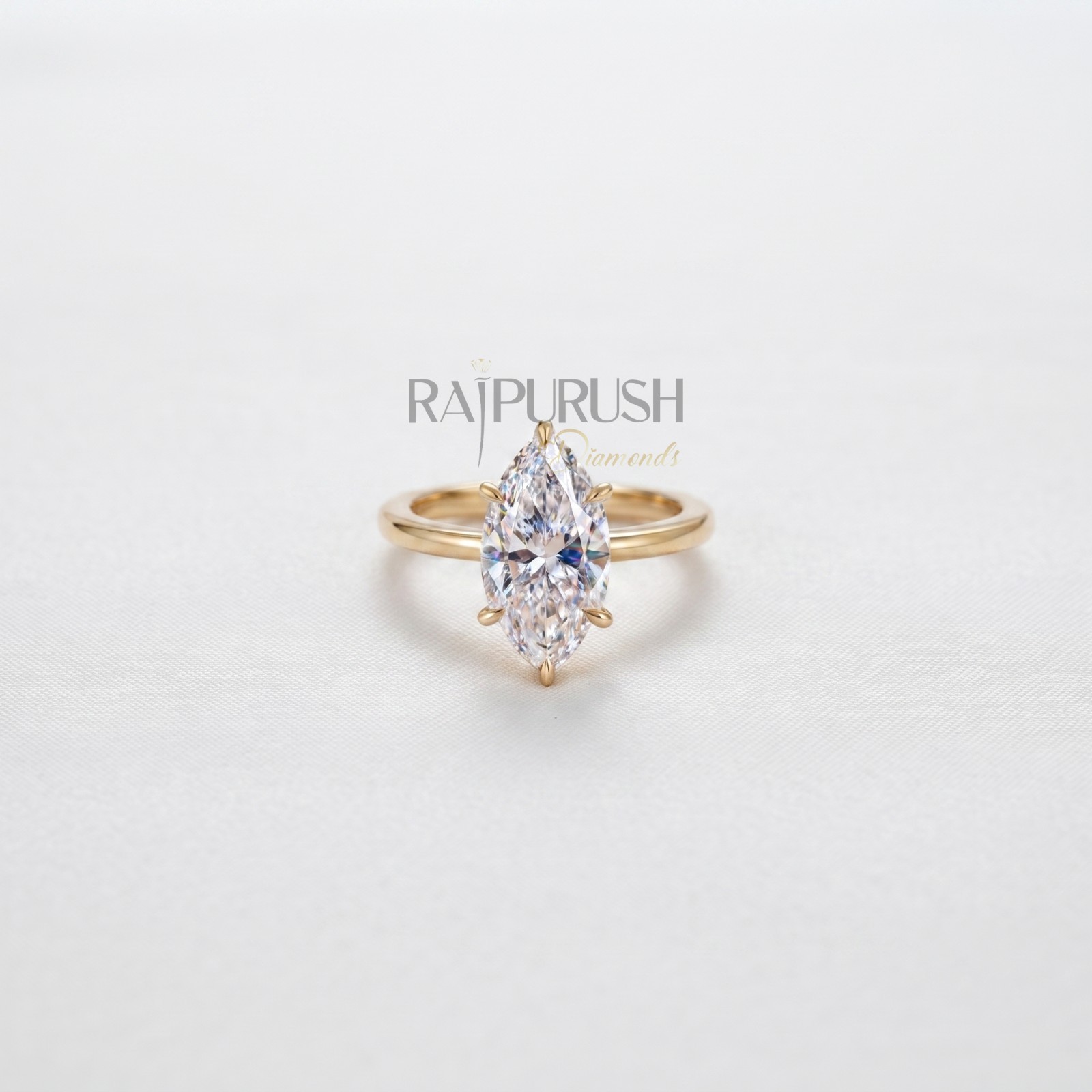 Marquise Cut Moissanite Engagement Ring -Sterling Silver Solitaire Promise Ring