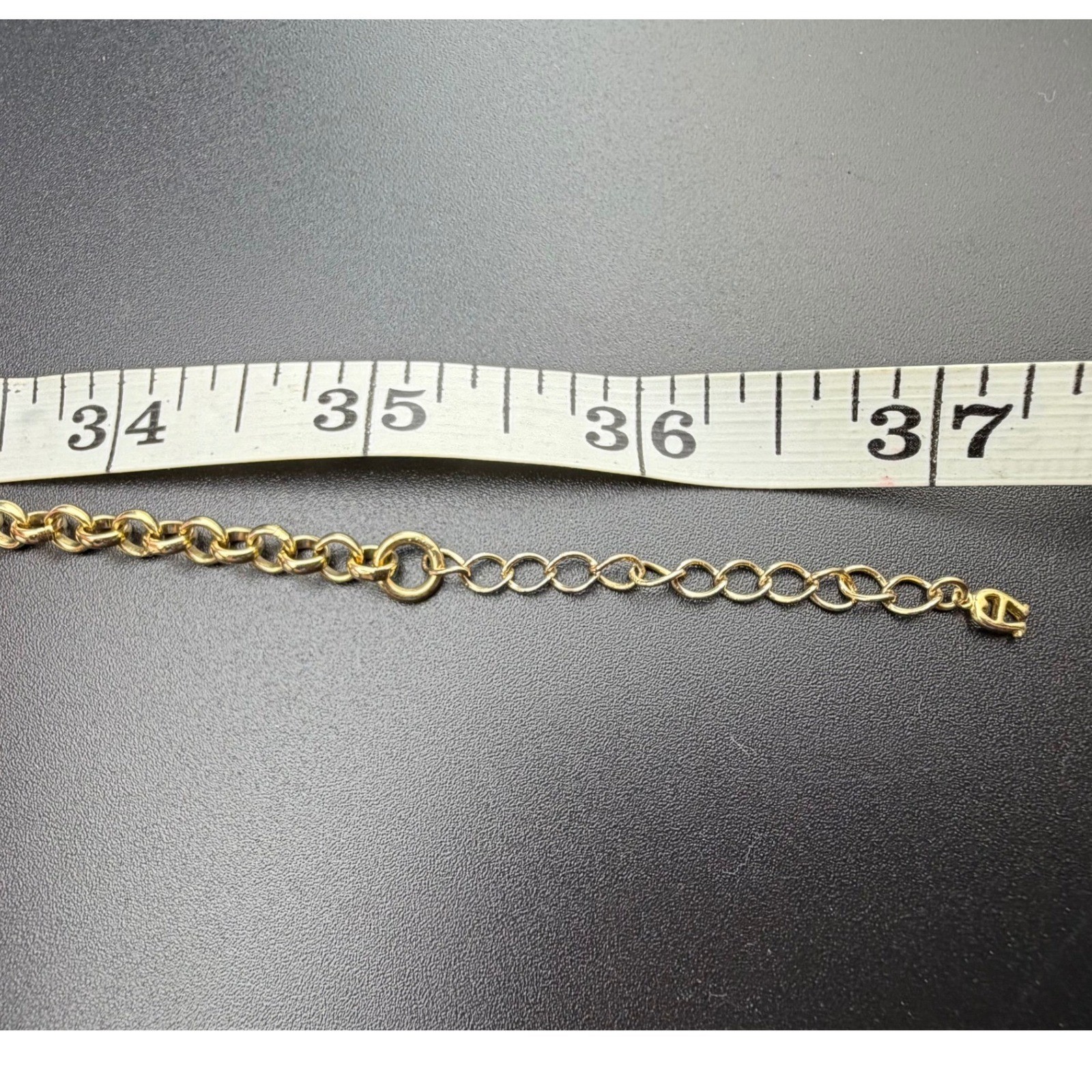 Etienne Aigner Station Necklace 35in Gold Tone Amber Colored Geometric READ