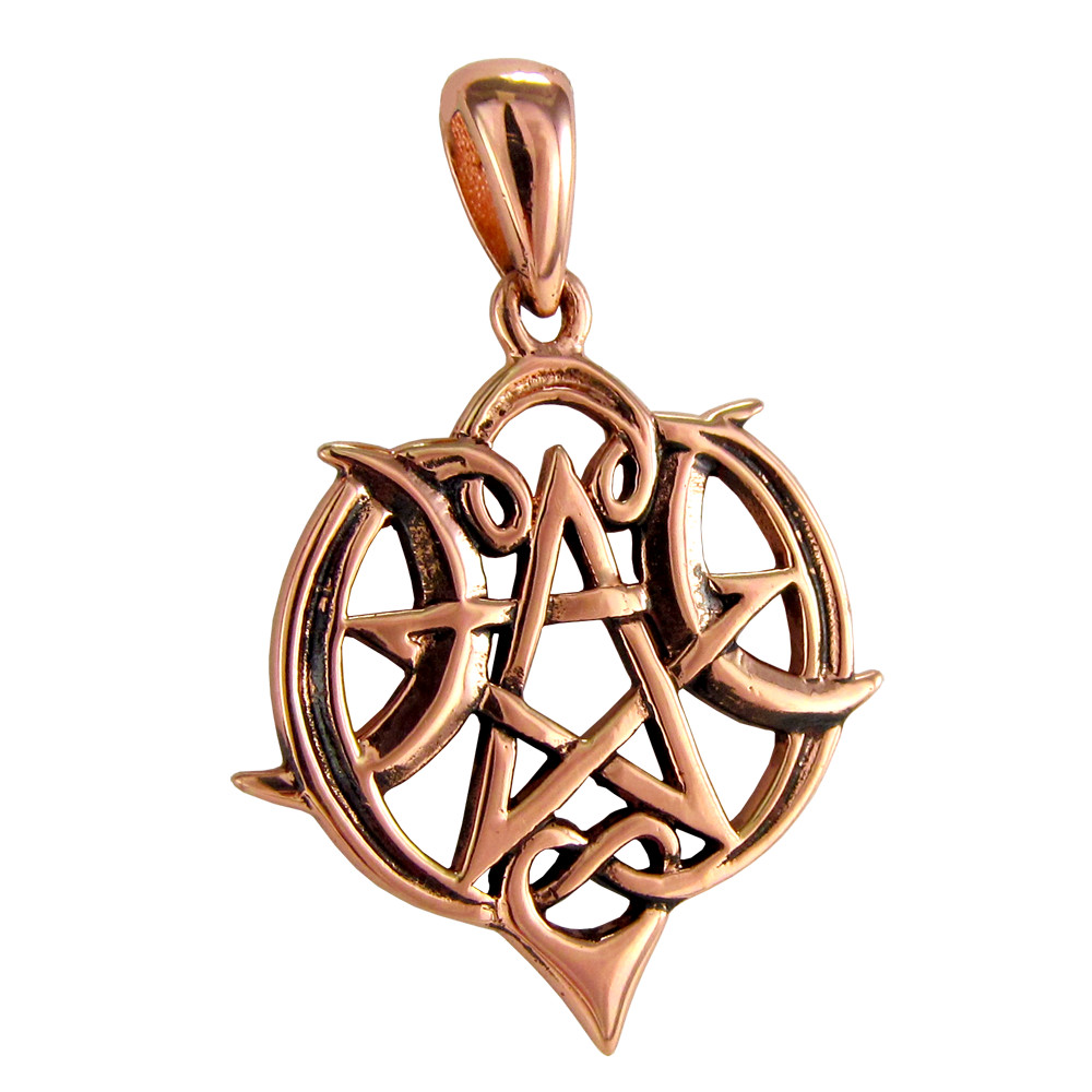Copper Heart Pentacle Pentagram Pendant Wiccan Witch Jewelry Celtic Love Knot