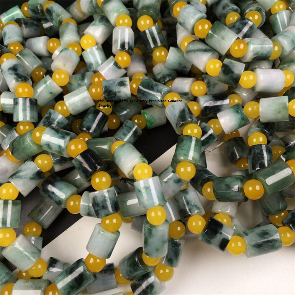 1pcs Real Grade A Natural Multicolor Jadeite Jade Lucky Tube Beads Bracelet