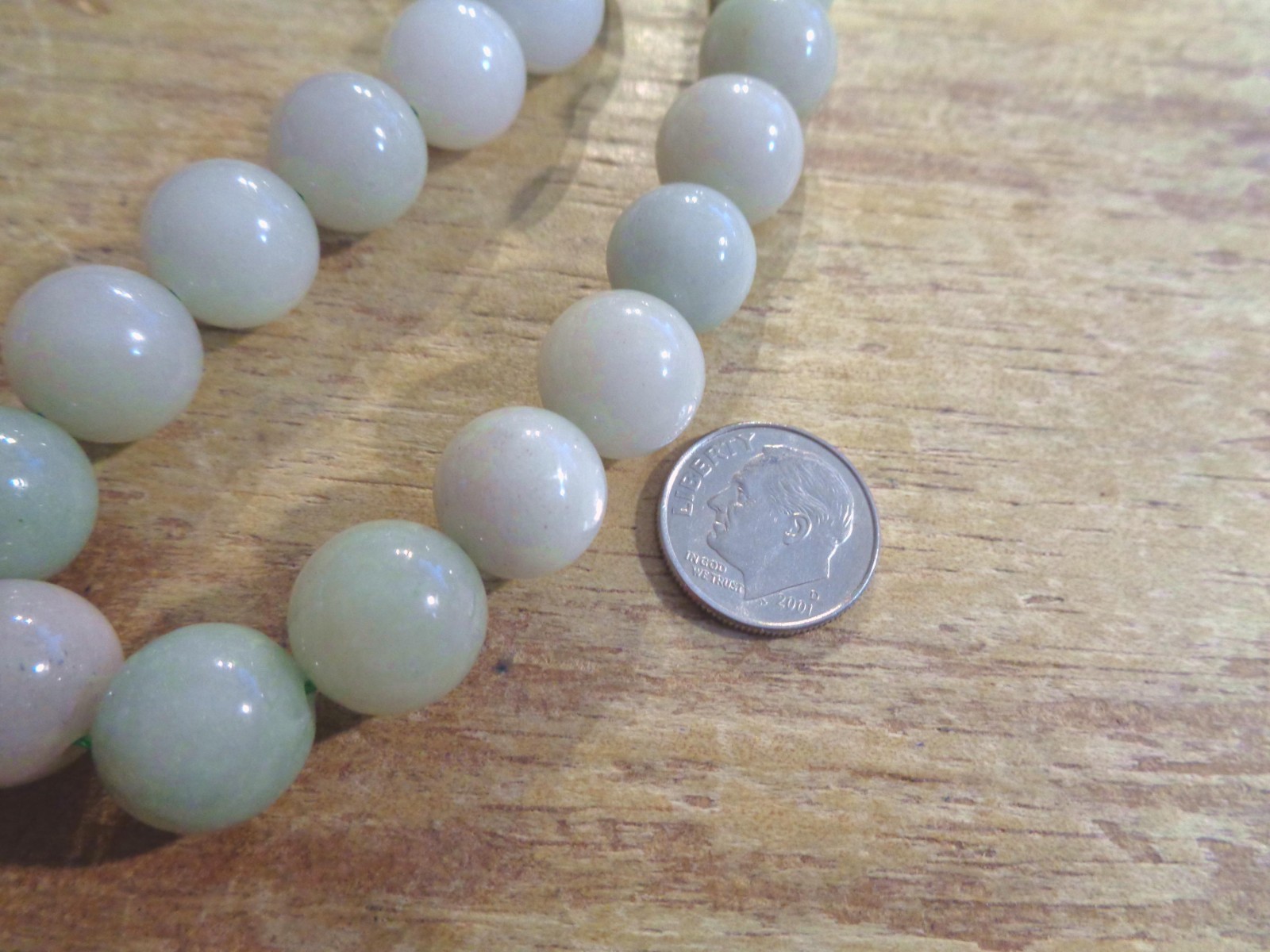 12.5MM MIXED CELADON GREEN LAVENDER JADE JADEITE ROUND BEAD NECKLACE 18-19.5″