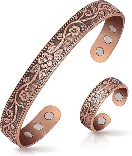 100% Pure Copper Magnetic Bracelet and Lymph Drainage Ring – Adjustable Design