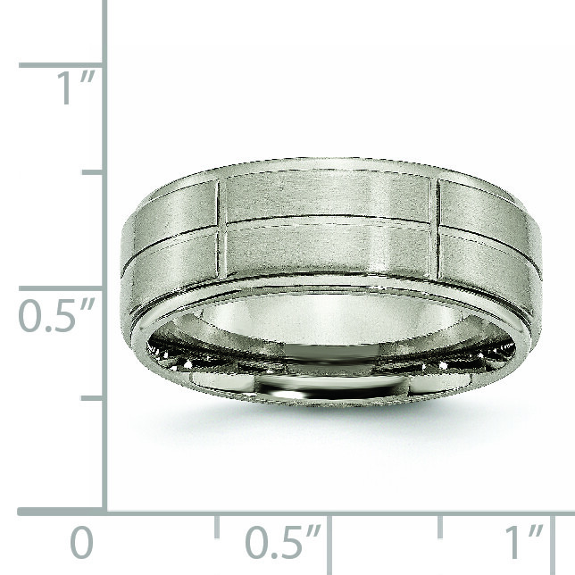 Chisel Titanium Brushed Center Block Design 8mm Ridged Edge Band TB187