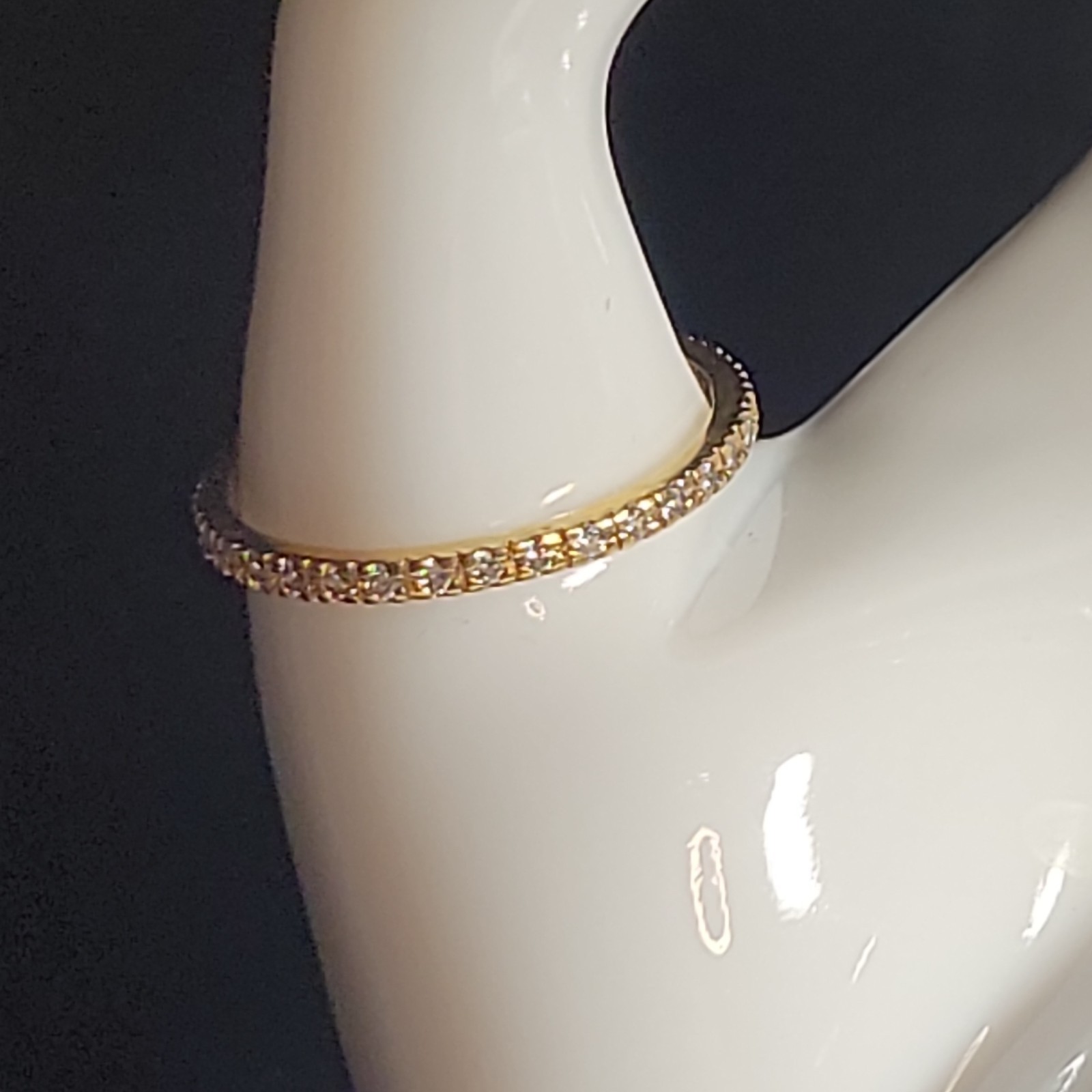 Vintage 925 Sterling Silver Gold Vermeil CZ Eternity Band Ring Size 11