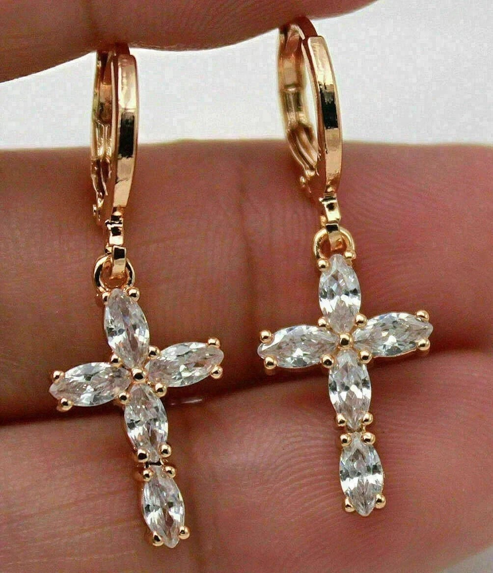 2Ct Marquise Cut Simulated Diamond Drop Dangle Earrings 14k Yellow Gold Plated