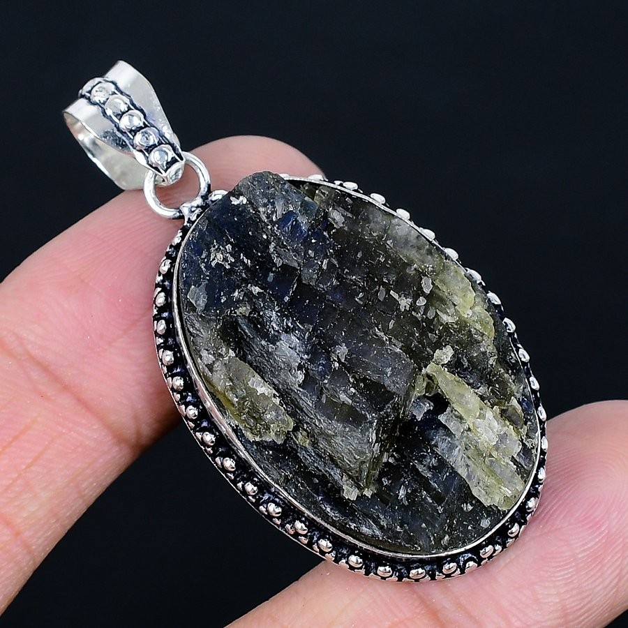 Labradorite Rough 925 Silver Plated Handmade Pendant of 2.13″
