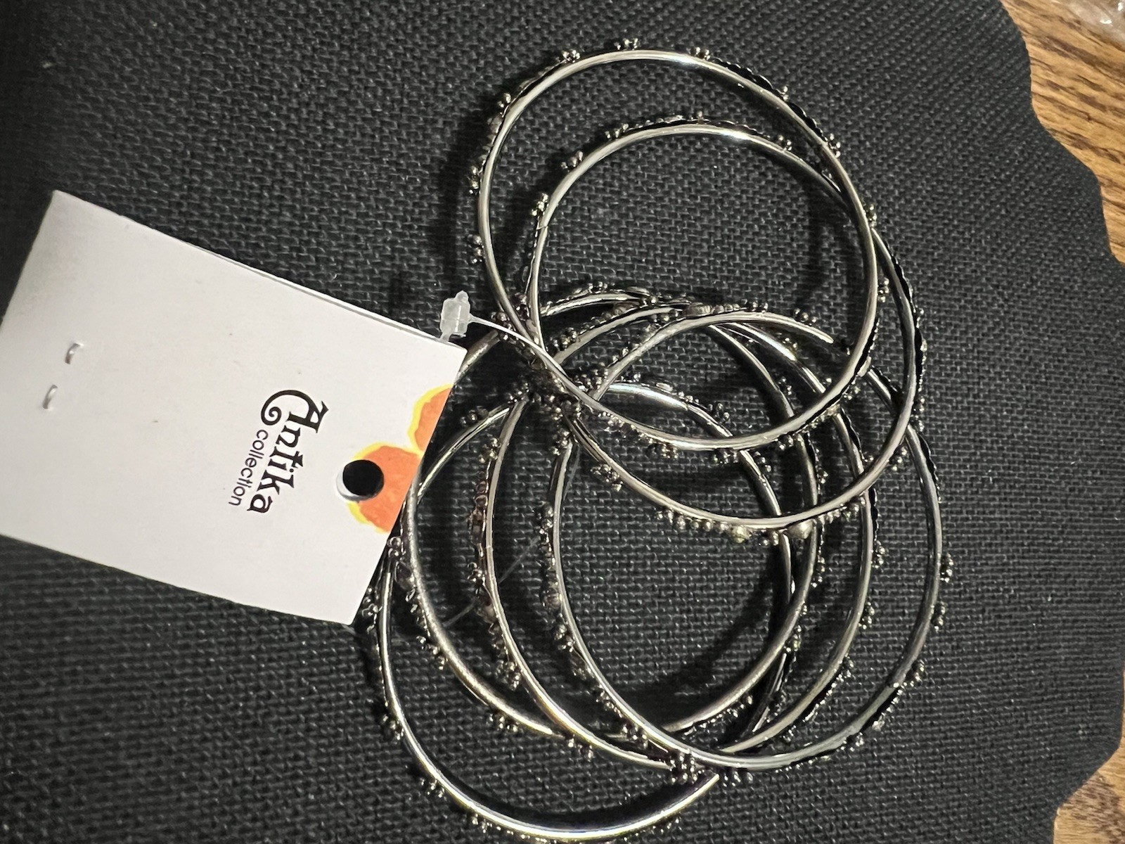 Antika Lead compliant India 6 stackable gunmetal daisy embellish bracelet 8 1/4”
