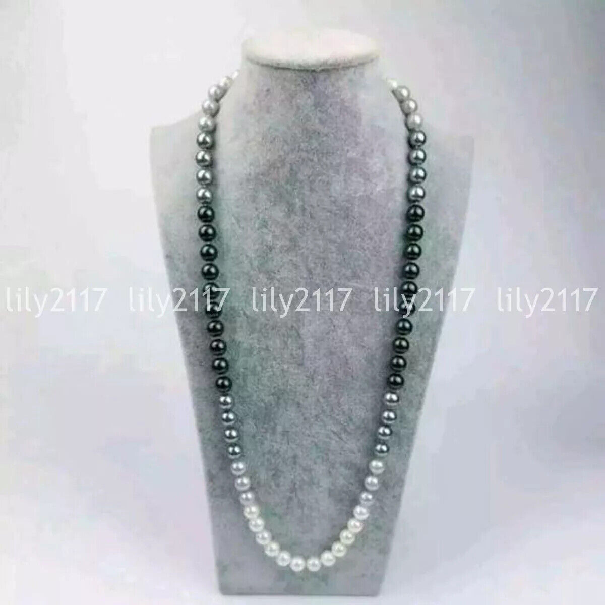 Real Natural South Sea Black White Gray Pearl Necklace 14-48” 7-8/8-9/9-10mm