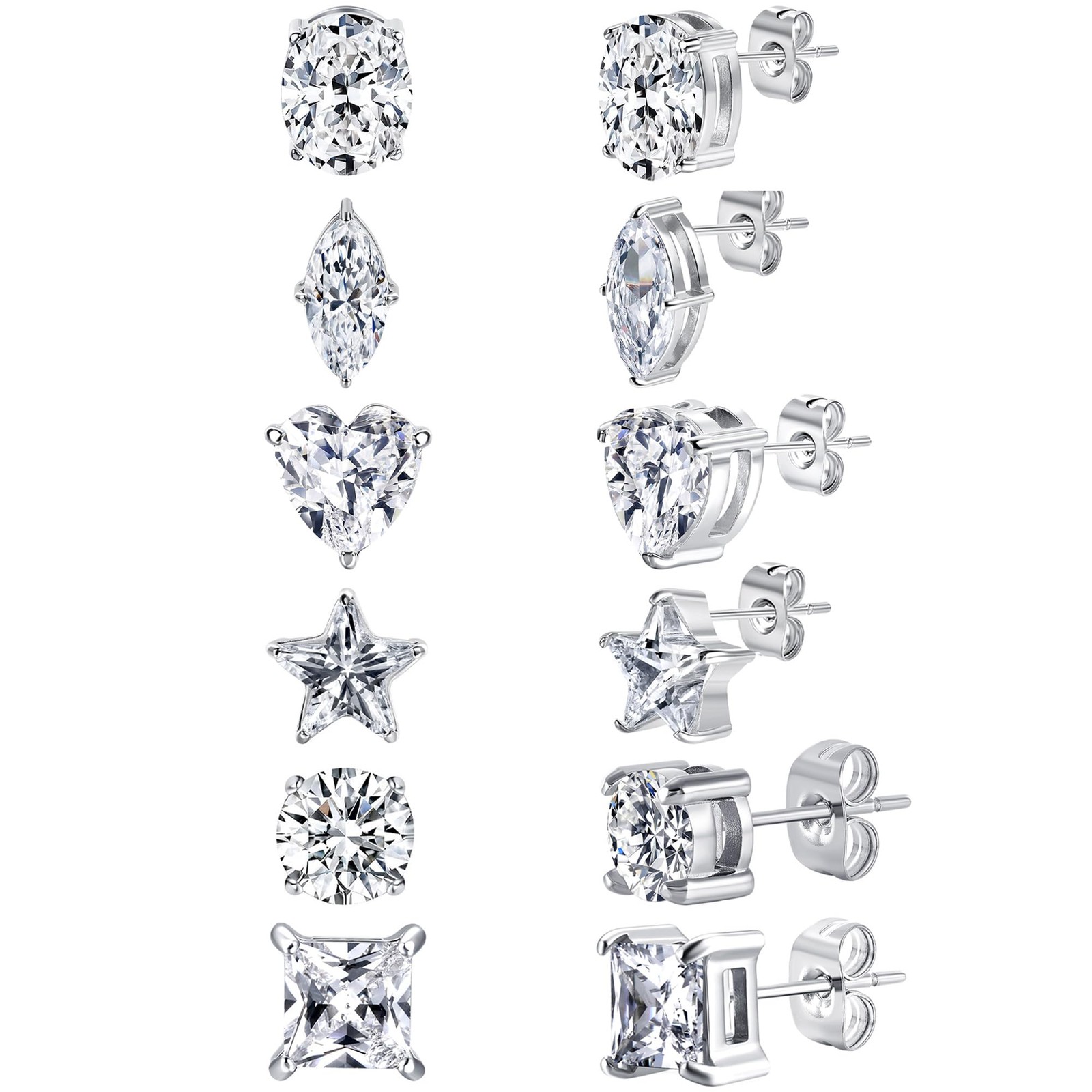 316L Stainless Steel Stud Earrings Hypoallergenic 5A+ Cubic Zirconia Earring …