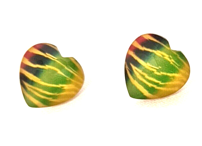 Women’s Stud Earrings Multicolor Heart Shaped appx 1/4 inch Acrylic