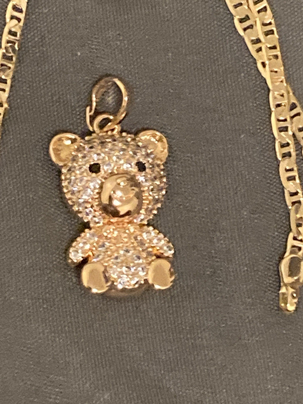 XP Gold Tone Bear Pendant With Rhinestones And A Gold Tone Xp Chain New