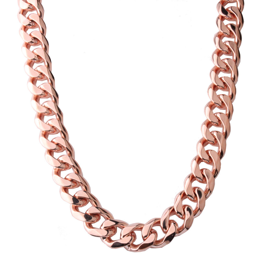 15mm Men’s Rose Gold Stainless Steel Curb Cuban Link Chain Necklace 16″-40″