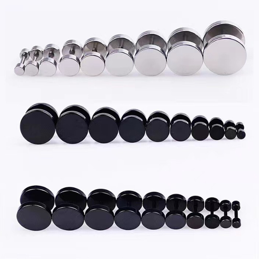 High Polished Surgical Steel Screw Flat Back Disc Stud Earrings for Women Men