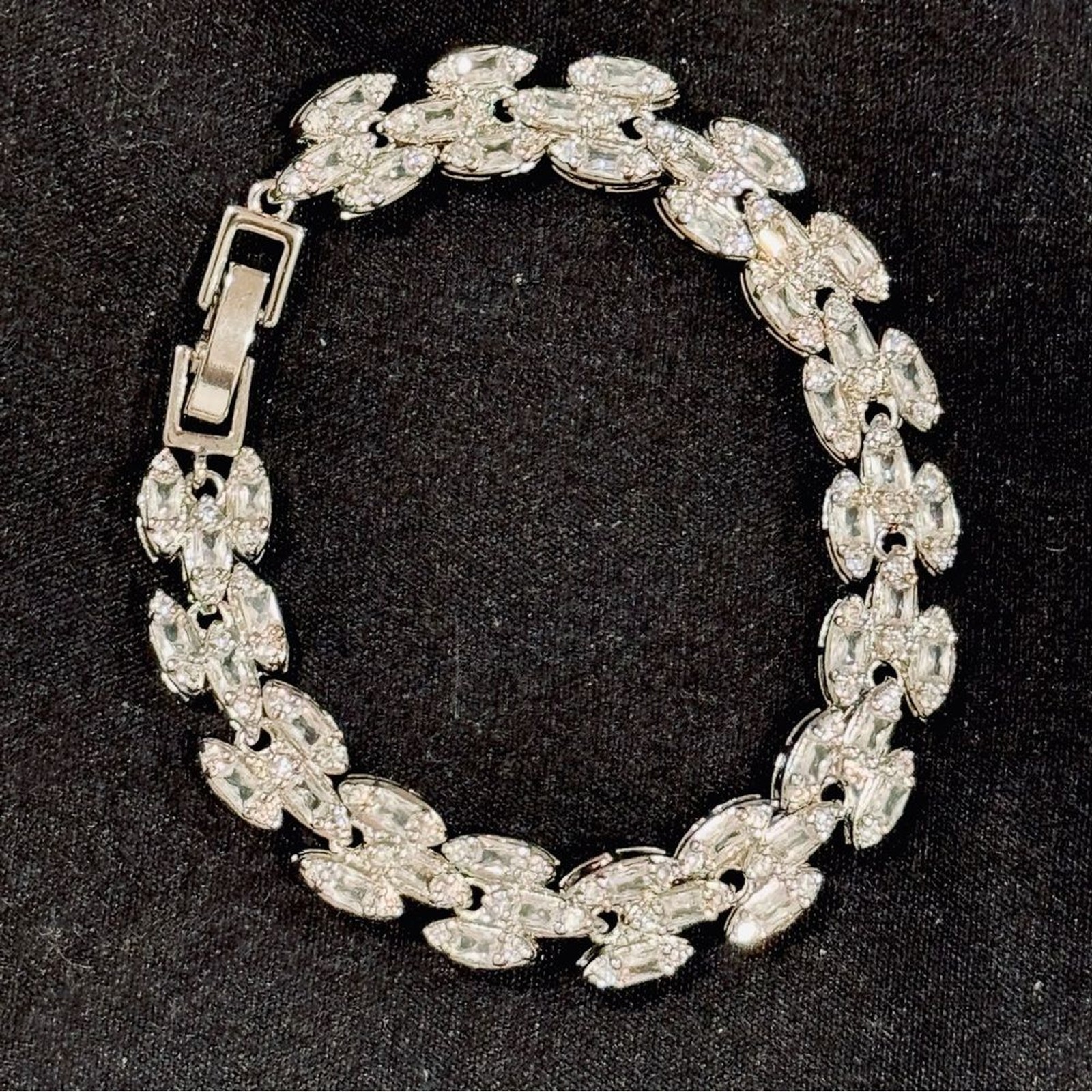 Boutique VVS CZ SS Plated Stainless Steel Marquise Link Tennis Bracelet 5.75in