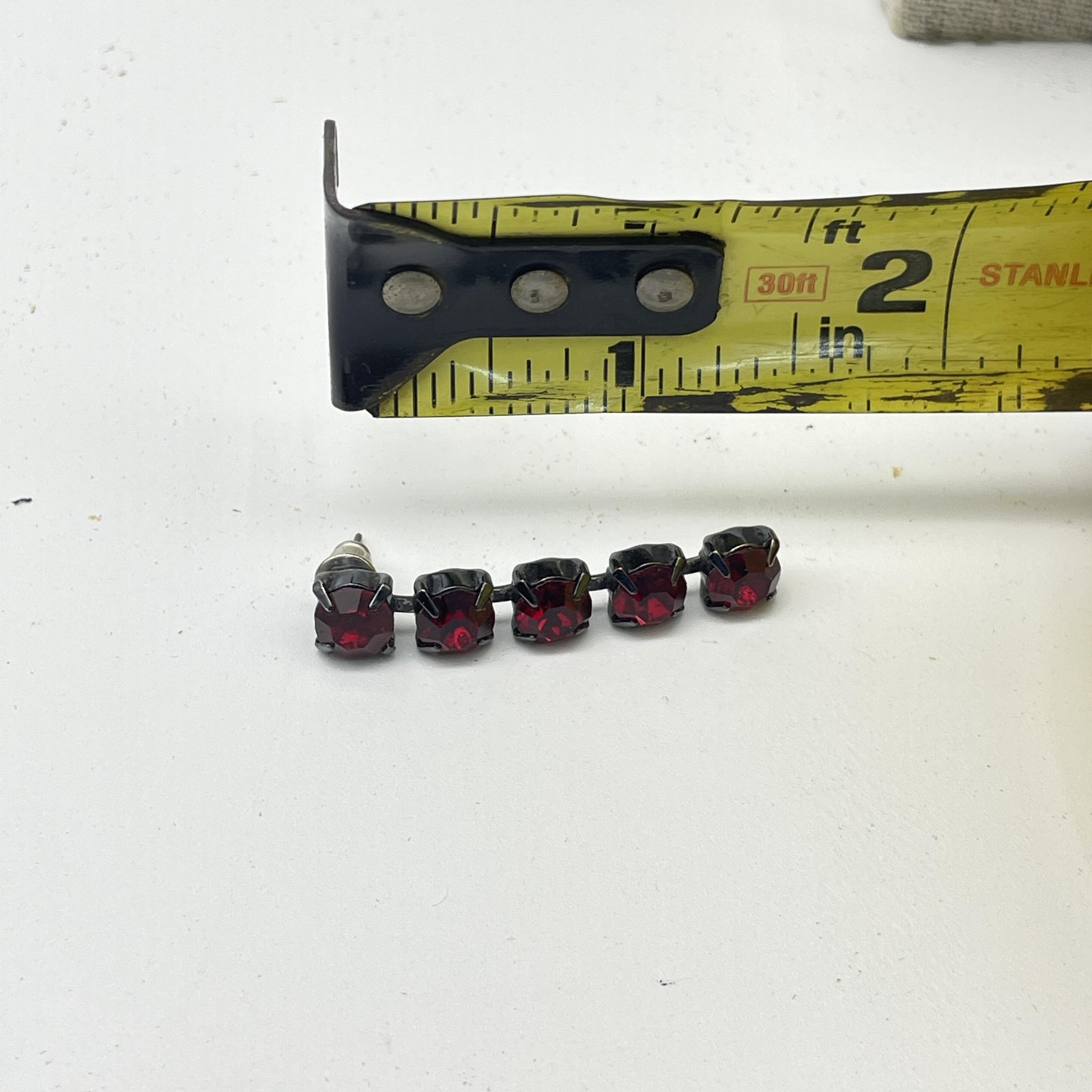 Vintage Rhinestone Dangle Earrings Aurora Borealis Red Crystal Drop Pierced Lot