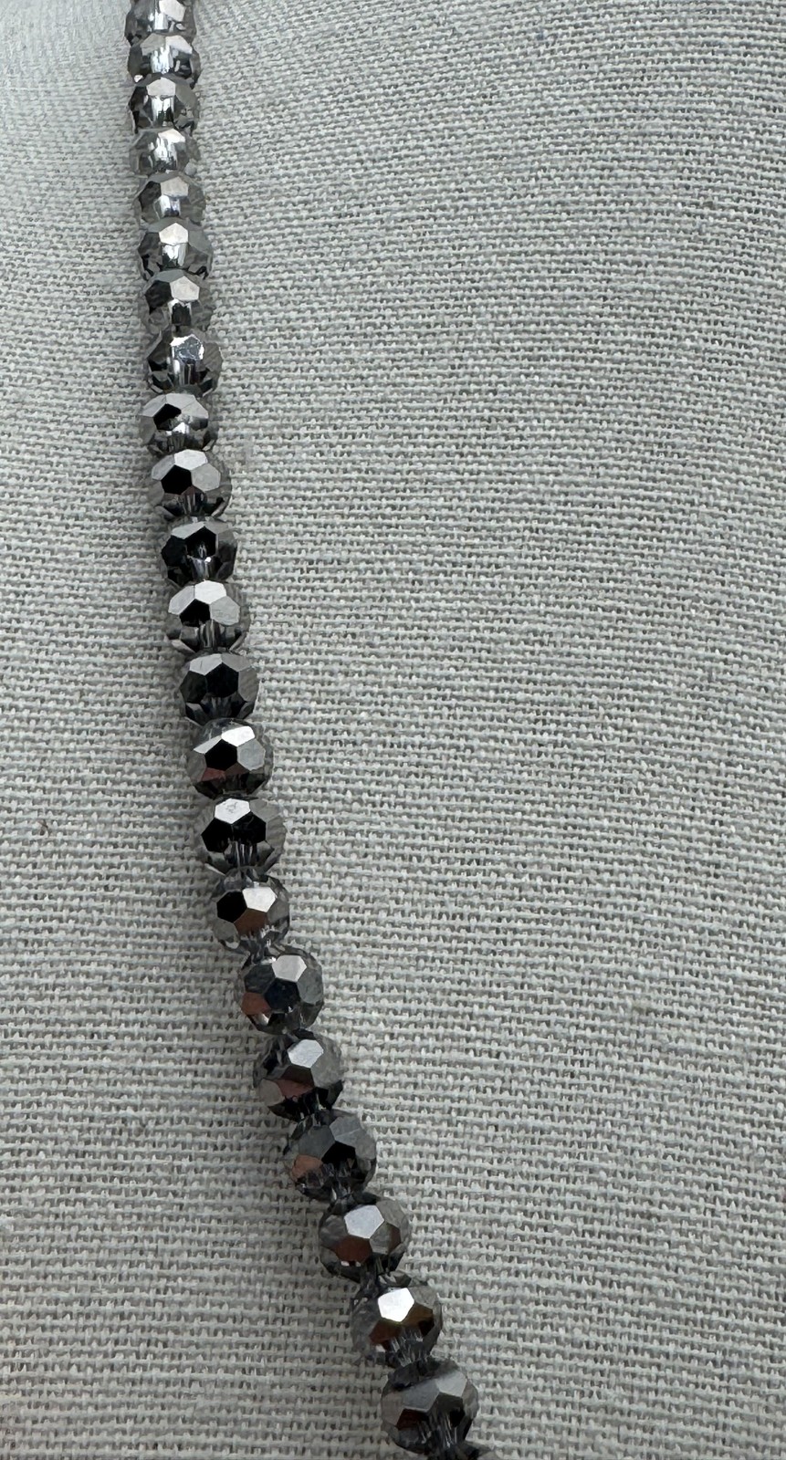 Chico’s Silver Tone Beaded Statement Necklace Gray Crystal Ball 35in Womens