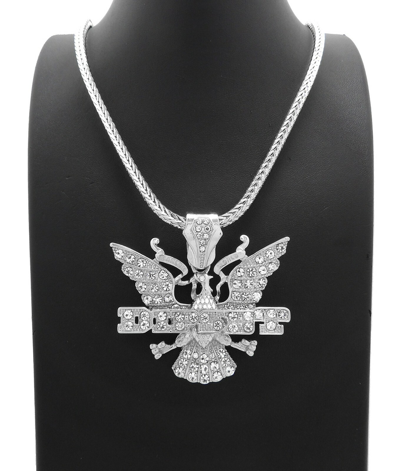 Stone Filled Dipset Pendant 4mm 30″ Brass Franco Chain Hip Hop Necklace RC3701