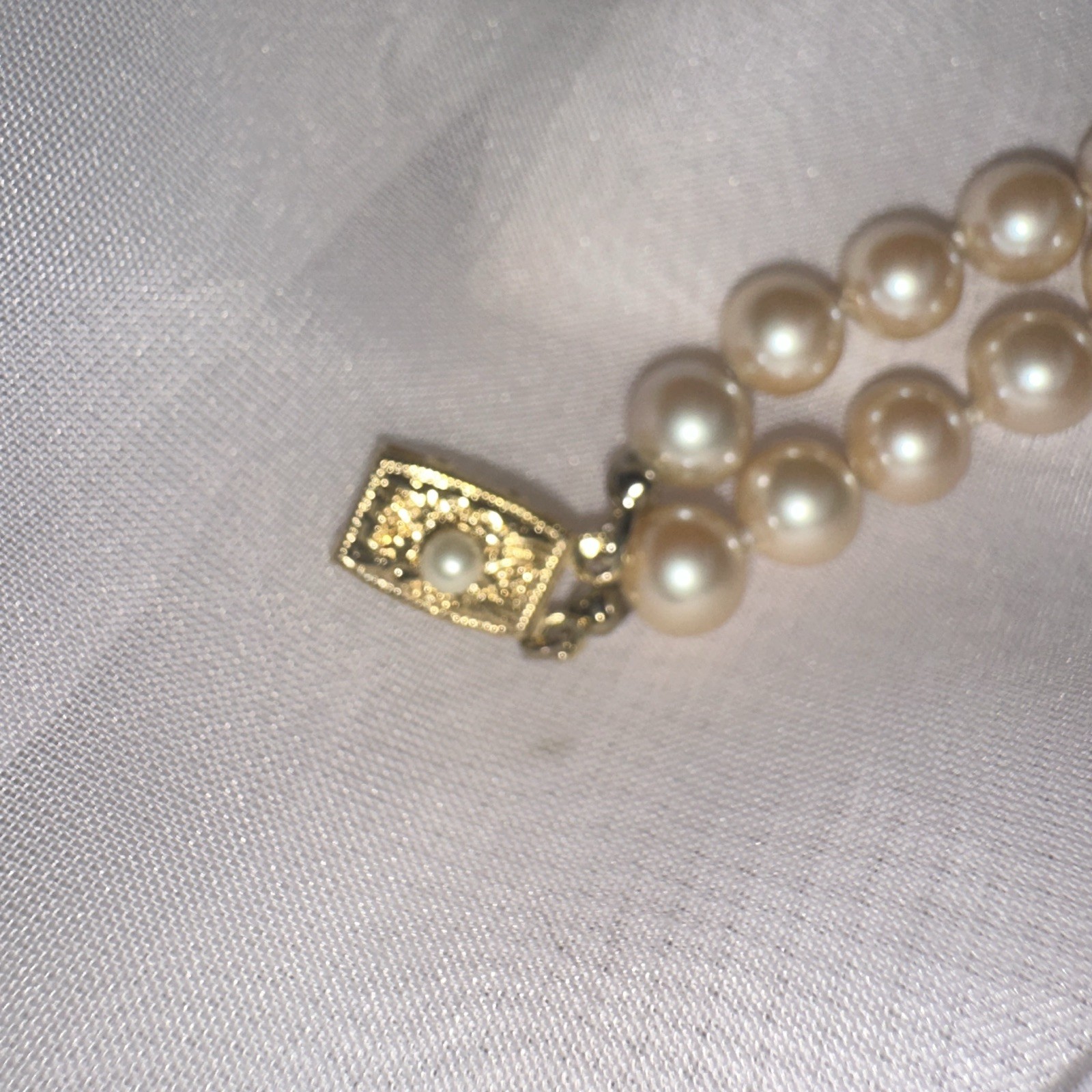 White Imitation Pearl Multi-Strand Beaded Bracelet, Gold & Silver Tone, Signed