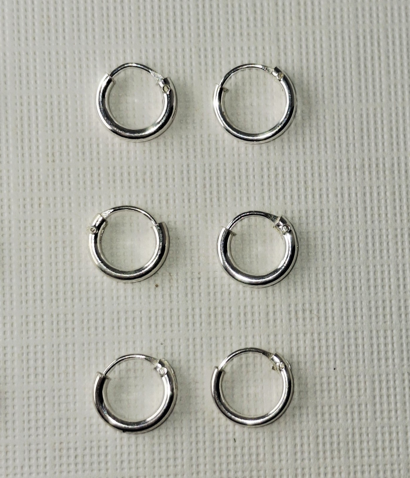 6 Pairs 8 mm & 10 mm Hoop Earrings Sterling Silver, Wire-in-Tube Closure