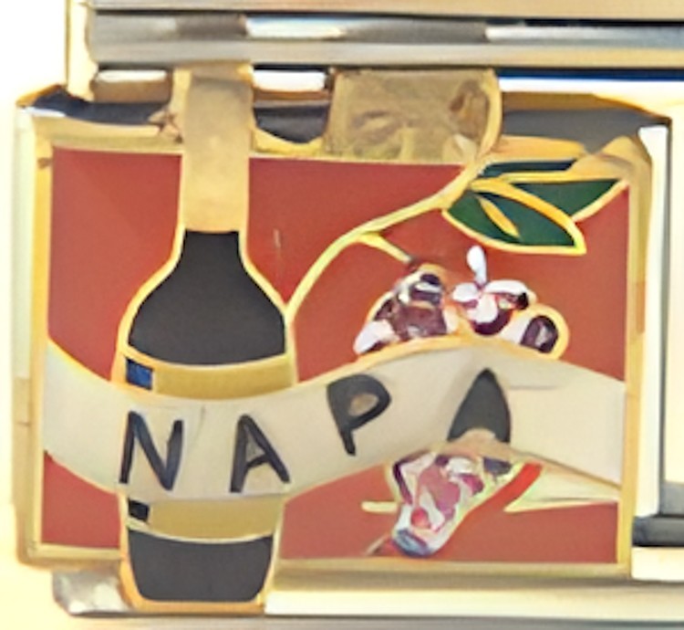 Napa California Enamel 9mm Italian Charm Bracelet Link Wine Country Travel Drink