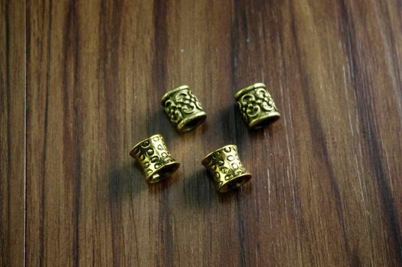 Viking Beard Beads/4 count viking biker beads/Antique red copper beads/7 mm hole