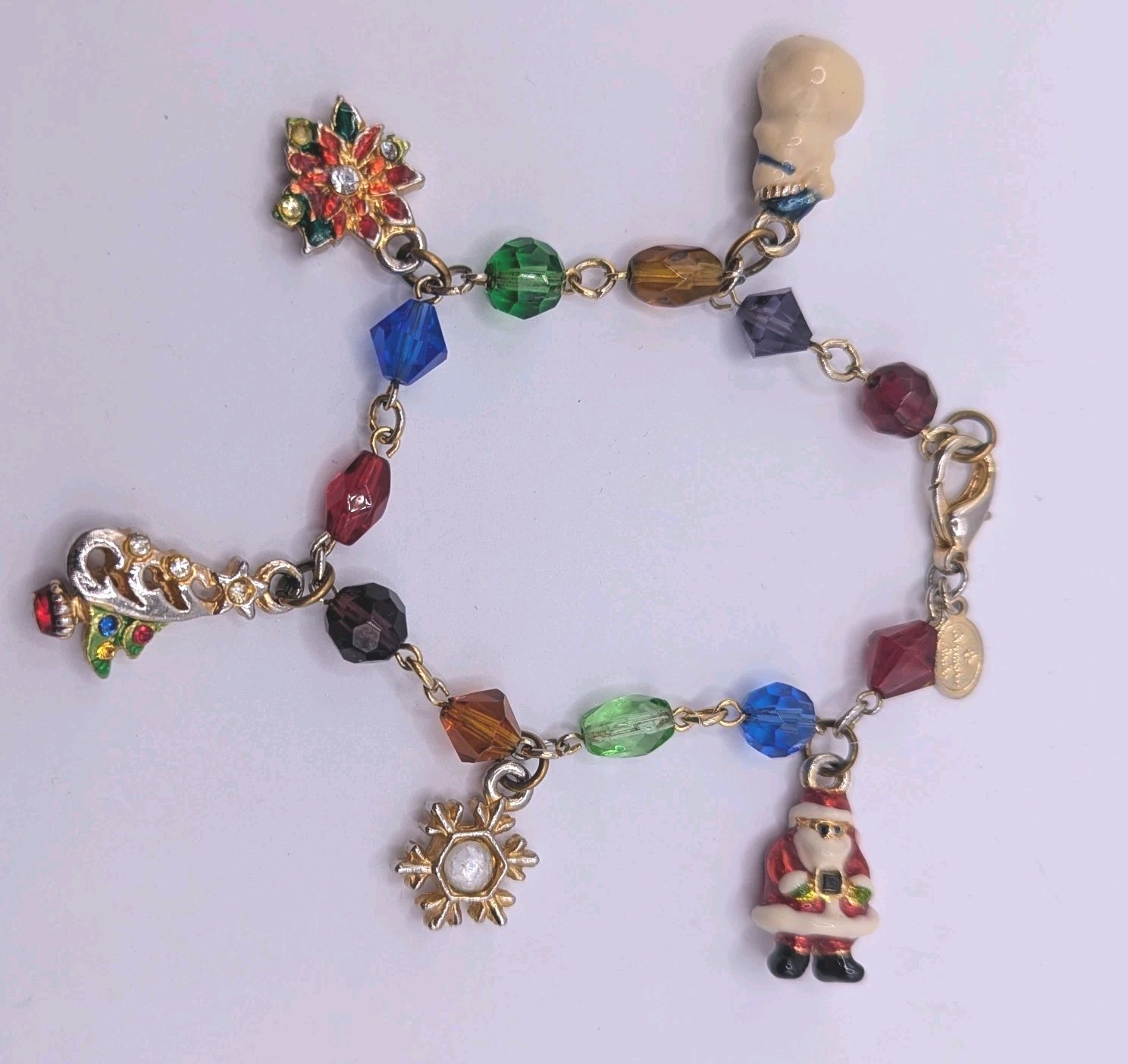 Christopher Radko Christmas Charm Bracelet with Glass Beads, Multicolor