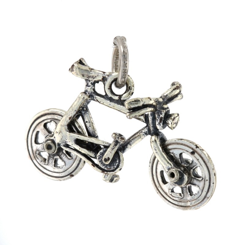 Sterling Bicycle Charm 925 Bike Transportation Cyclist Gift Front Wheels Move