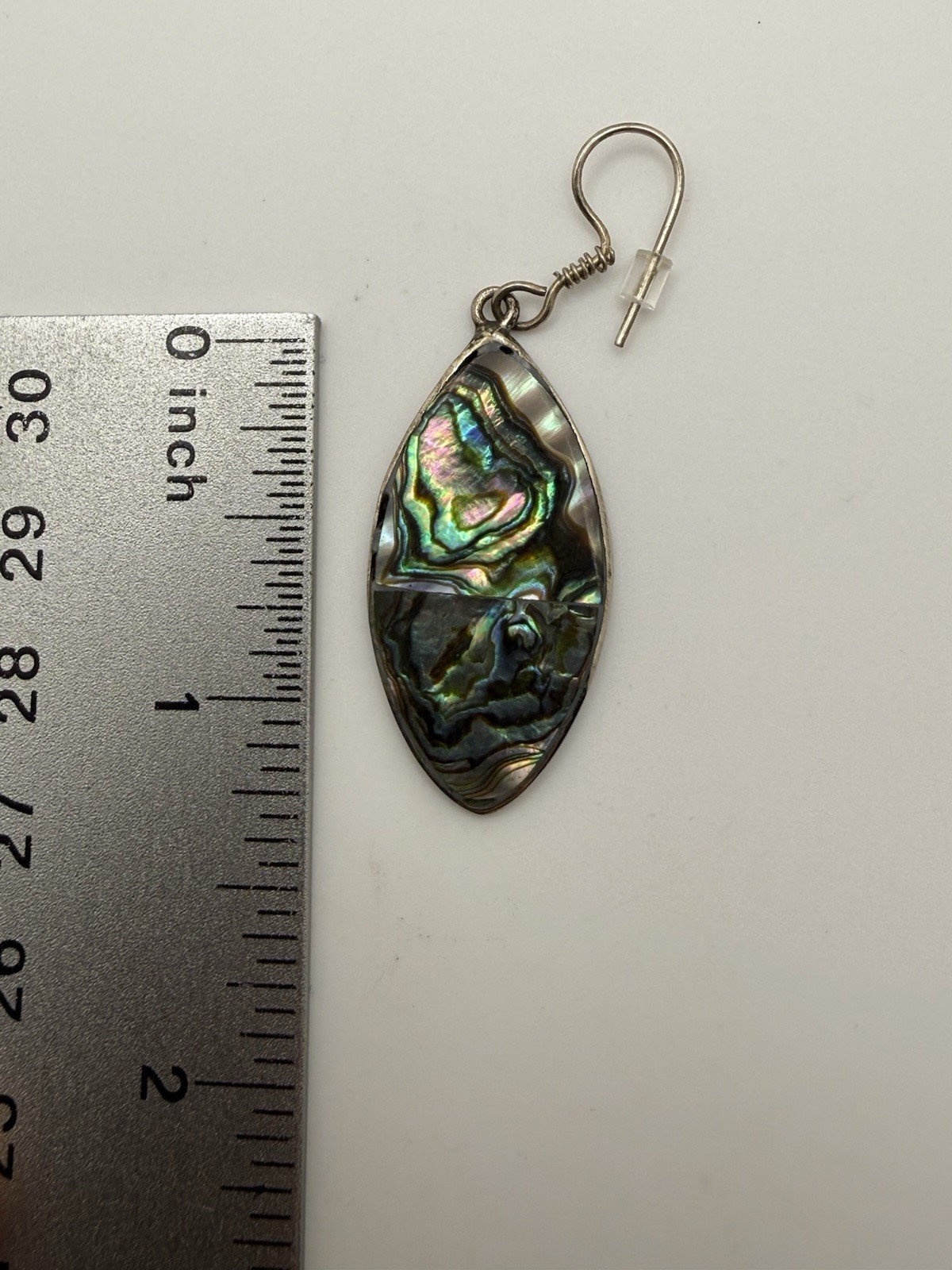 Marquise Abalone Shell Inlay Dangle/Drop Earrings French Wire Bezel MOP