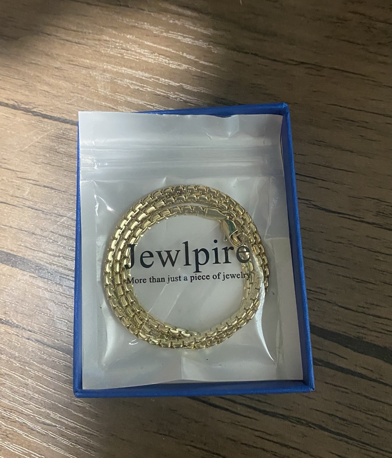 Jewlpire Gold Stainless Steel Box Chain Necklace Lobster Clasp Nickel-Free