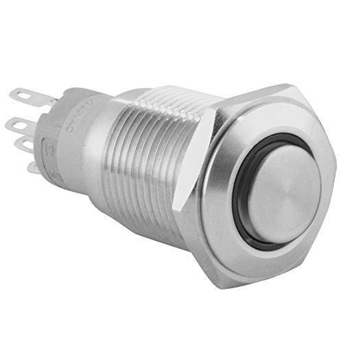 JacobsParts Momentary Pushbutton Starter Switch Circular Metal Silver with
