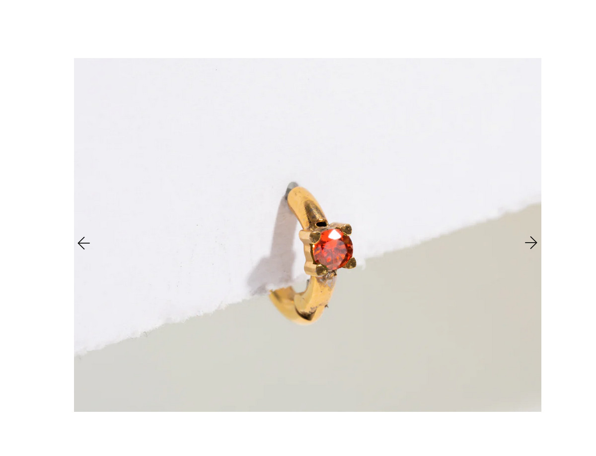 Tini Lux Finn Gold Birthstone Red Gem 11mm Hoop Earring Hypoallergenic Titanium