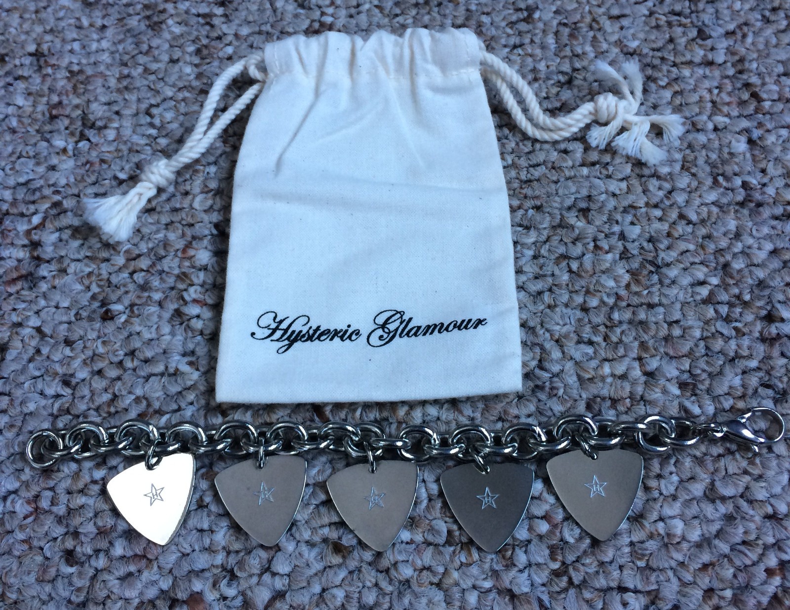 Hysteric Glamour Guitar Pick Charm Bracelet + Bag